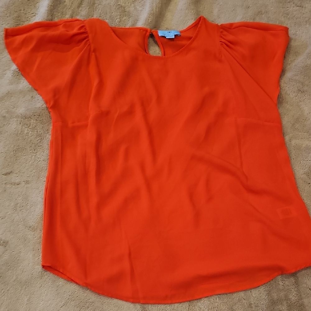 CeCe Vibrant Orange Blouse
